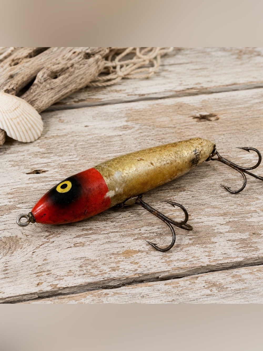 Vintage Heddon Zara-Spook Shiner Red Head Wood Fishing Lure 4¼”